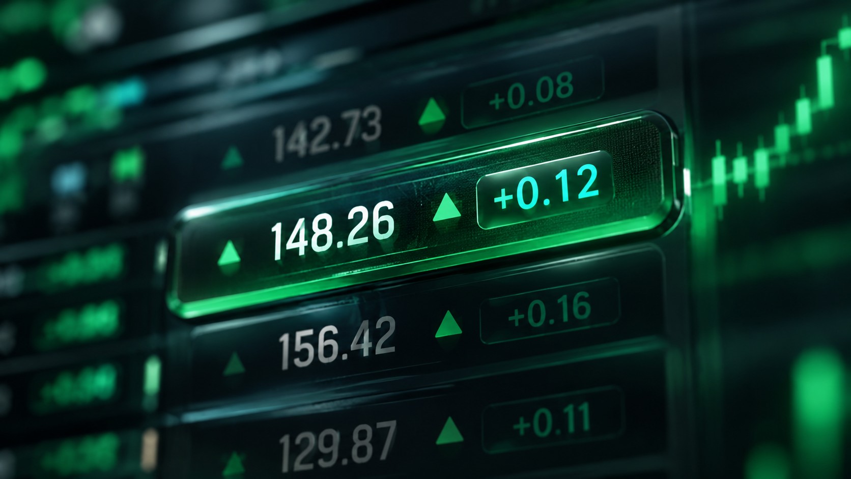 Macro close up of a price ticker display with tiny price increments highlighted